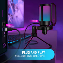 Load image into Gallery viewer, USB Microphone for Gaming Streaming with Pop Filter